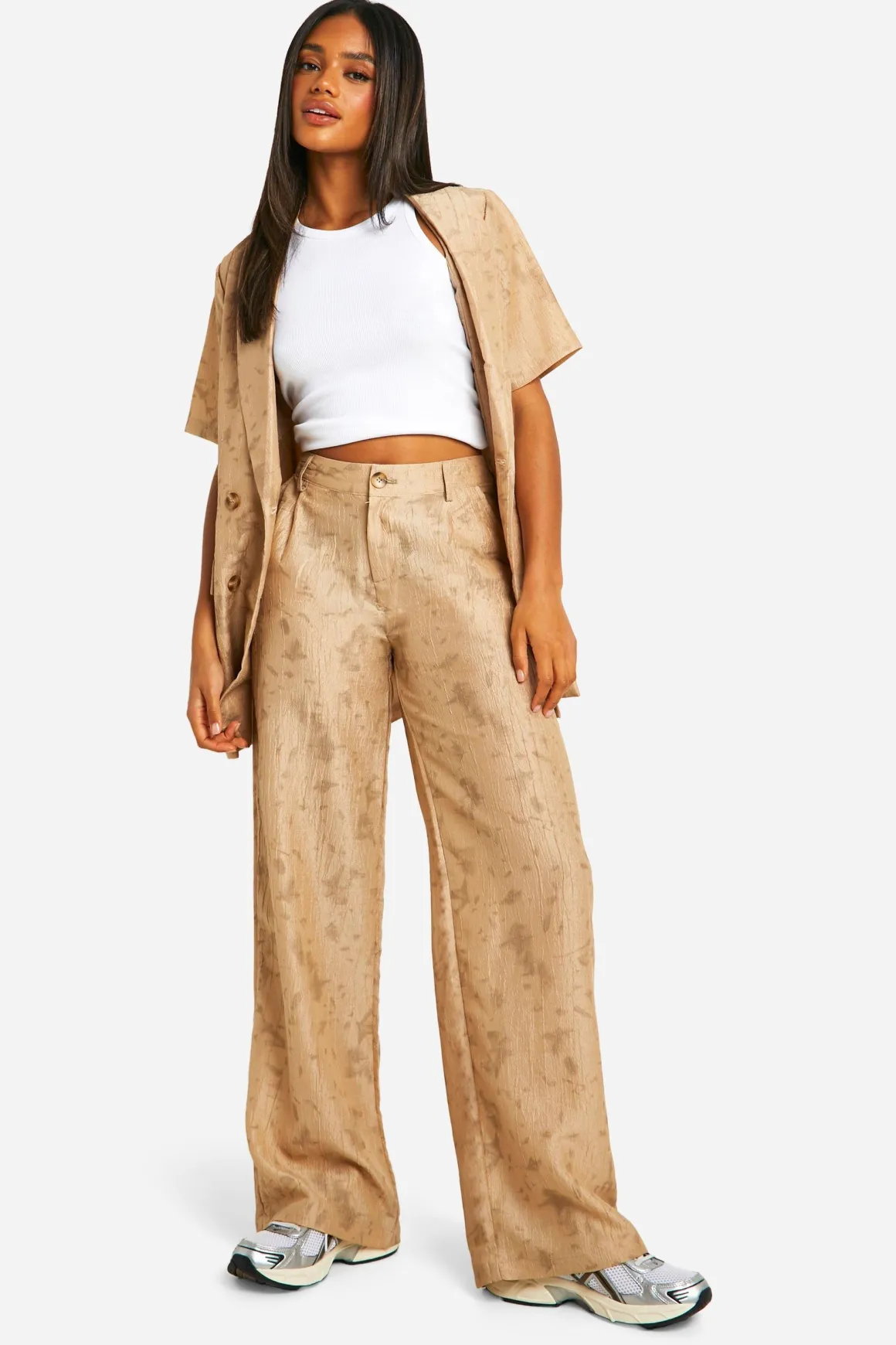 Tie Dye Pantalon à Jambes Larges Texturé