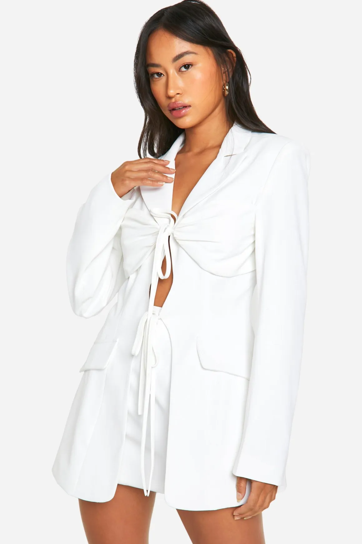 Tie Front Detail Fitted Blazer