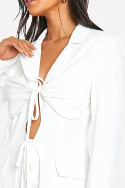 Tie Front Detail Fitted Blazer
