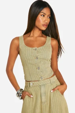 Tinted Wash Denim Crop Top
