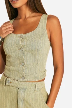 Tinted Wash Denim Crop Top