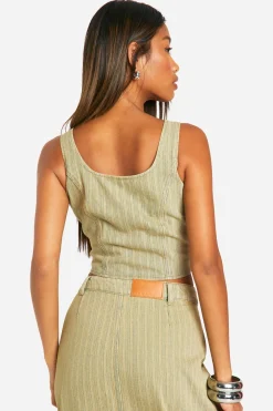 Tinted Wash Denim Crop Top