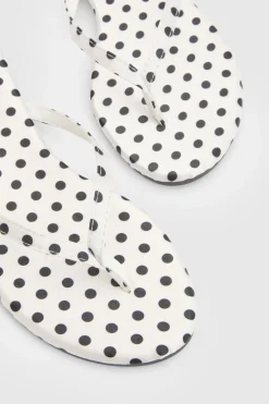 Tongs À Bout Carré En Satin À Pois