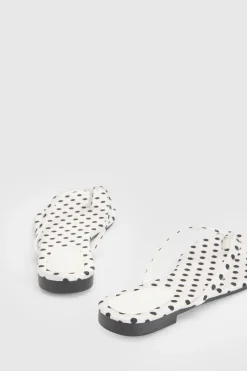 Tongs À Bout Carré En Satin À Pois