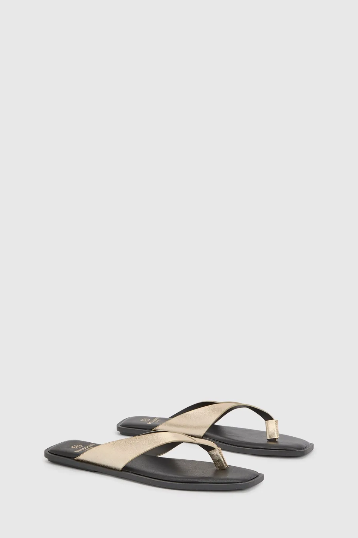 boohoo Tongs À Bout Carré Métallisées< Sandales|Chaussures Dorées