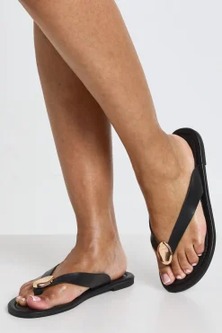 Tongs Coupe Large En Synthétiquecuir Avec Détail Métallique