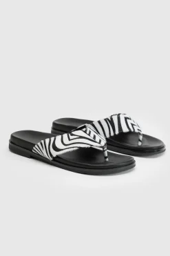 Tongs À Semelle Intérieure Imprimé Zèbre