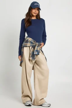 boohoo Top ajusté basique en maille côtelée pour maternité à manches longues, coupe longline<Femme Basiques|Tops
