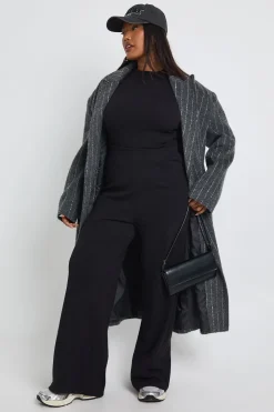 boohoo Top Ajusté Long À Manches Courtes En Maille Côtelée Basique Plus<Femme Basiques|Tops