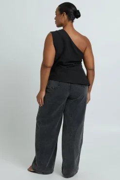 Top Asymétrique À Détails Cloutés En Jersey Pêche Grande Taille