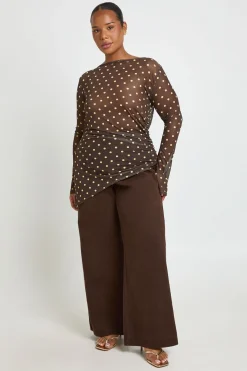 Top Asymétrique Grande Taille En Mesh À Pois