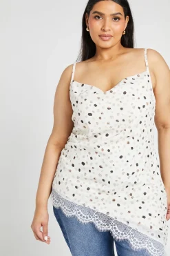 Top Asymétrique Grande Taille À Pois Et Dentelle