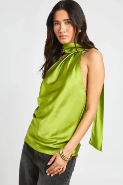 boohoo Top Asymétrique À Une Épaule Avec Détail Foulard En Satin Et Fronces<Femme Satin Et Dentelle|Tops