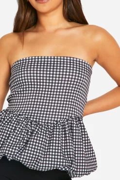 boohoo Top ballon puffy en bengaline à carreaux<Femme Tops
