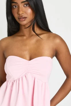 boohoo Top Bandeau À Basque Avec Buste Froncé<Femme Tops