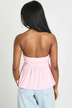 boohoo Top Bandeau À Basque Avec Buste Froncé<Femme Tops