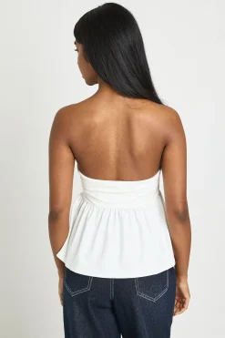 boohoo Top Bandeau À Basque Avec Fronces Sur Le Buste<Femme Tons Neutres|Tops