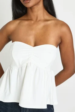 boohoo Top Bandeau À Basque Avec Fronces Sur Le Buste<Femme Tons Neutres|Tops