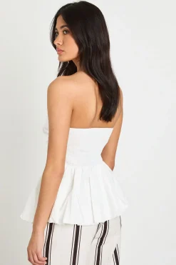 boohoo Top Bandeau Bustier Froncé À Basque Et Ourlet Bouffant<Femme Tops