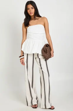 boohoo Top Bandeau Bustier Froncé À Basque Et Ourlet Bouffant<Femme Tops