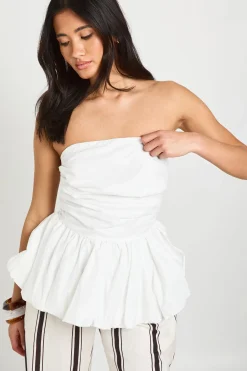 boohoo Top Bandeau Bustier Froncé À Basque Et Ourlet Bouffant<Femme Tops