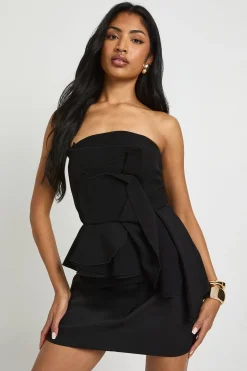 Top bandeau en crêpe à volants
