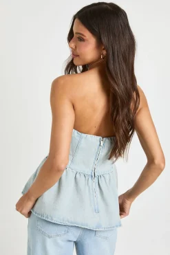 boohoo Top Bandeau En Denim<Femme Denim|Denim