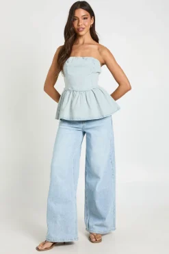 boohoo Top Bandeau En Denim<Femme Denim|Denim