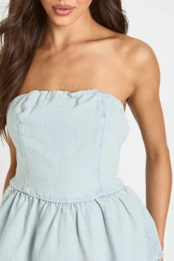 boohoo Top Bandeau En Denim<Femme Denim|Denim