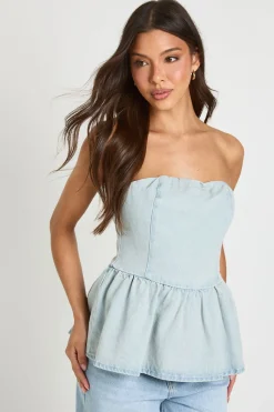 boohoo Top Bandeau En Denim<Femme Denim|Denim