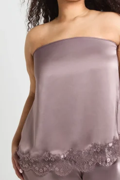 Top Bandeau Fluide En Satin Grande Taille Avec Ourlet En Dentelle