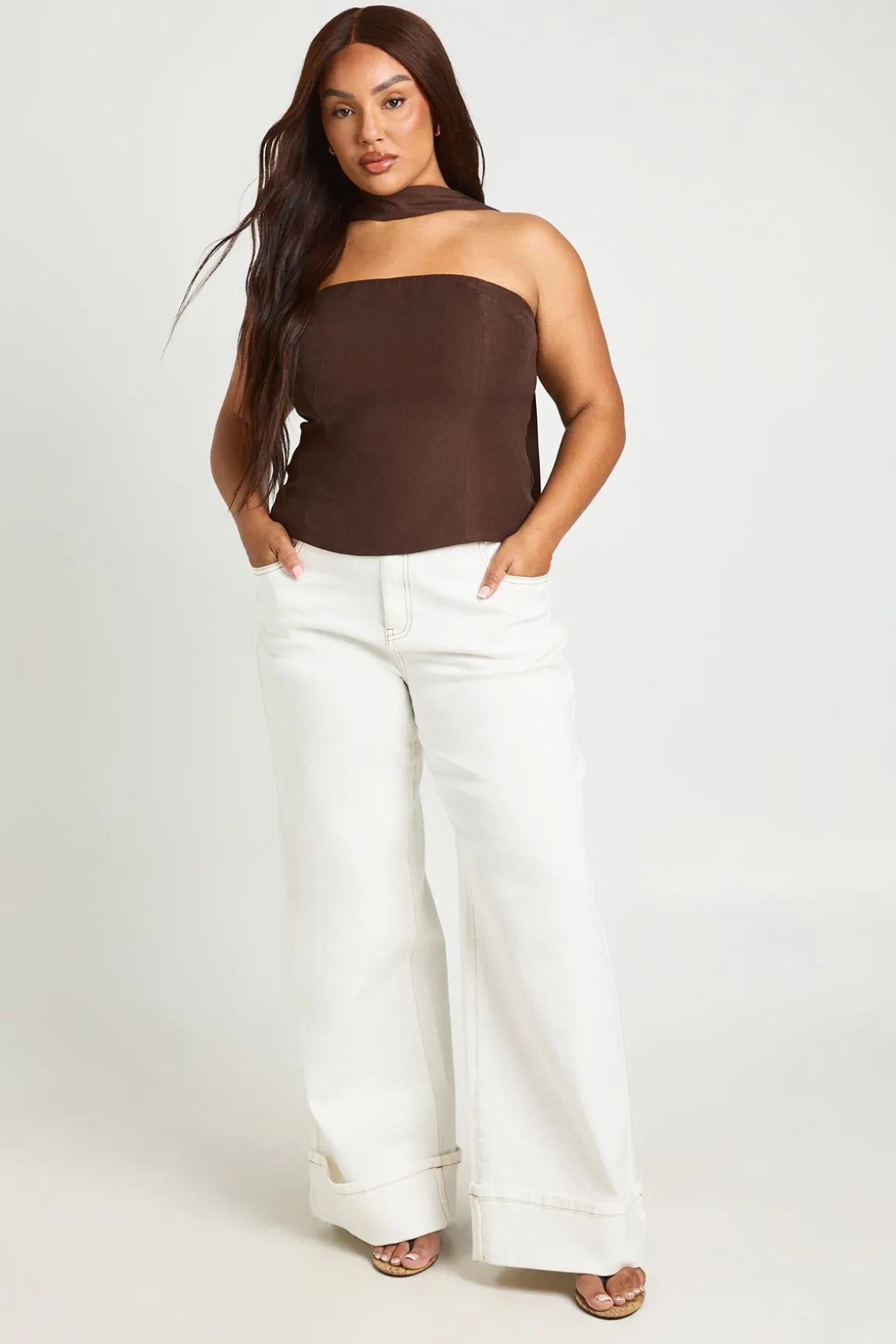 Top Bandeau Grande Taille Avec Détail Foulard