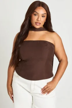 Top Bandeau Grande Taille Avec Détail Foulard