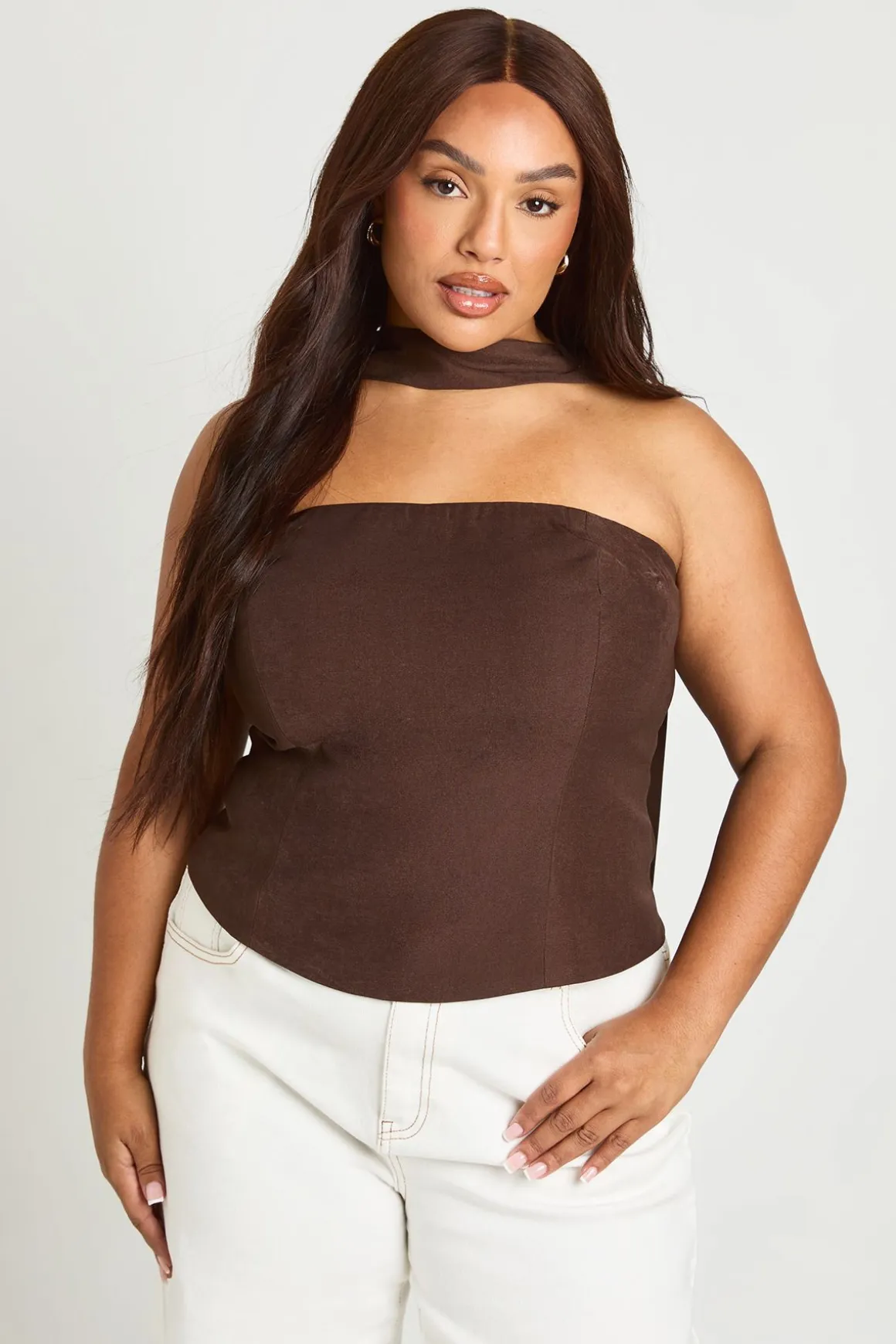Top Bandeau Grande Taille Avec Détail Foulard