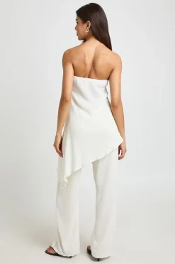 Top Bandeau Longue Plissé À Ourlet Asymétrique