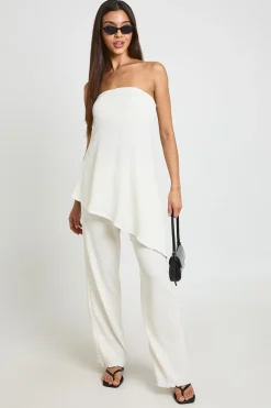Top Bandeau Longue Plissé À Ourlet Asymétrique