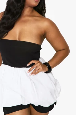 Top bandeau puffball en mélange de tissus taille plus
