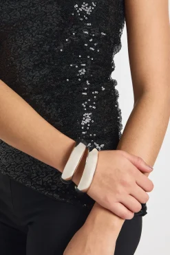 Top bandeau à sequins à ourlet asymétrique