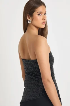 Top bandeau à sequins à ourlet asymétrique