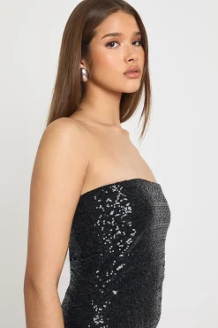 Top bandeau à sequins à ourlet asymétrique