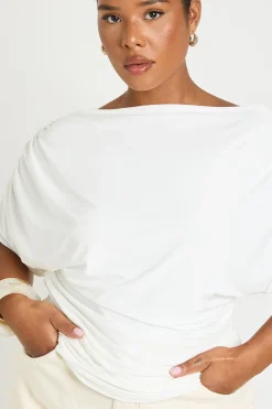 boohoo Top Bardot Drapé Grande Taille<Femme Tops