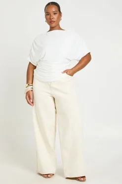 boohoo Top Bardot Drapé Grande Taille<Femme Tops