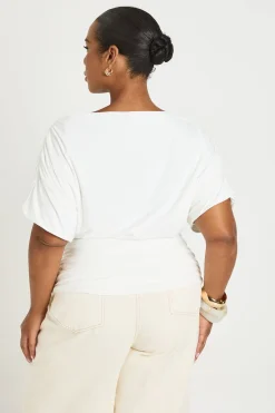 boohoo Top Bardot Drapé Grande Taille<Femme Tops