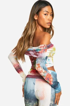 Top Bardot imprimé
