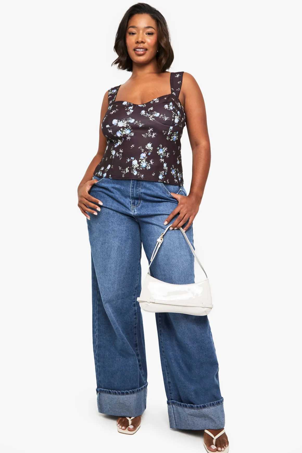TOP BENGALINE PLUS SIZE À DÉTAILS EN DENTELLE DITSY