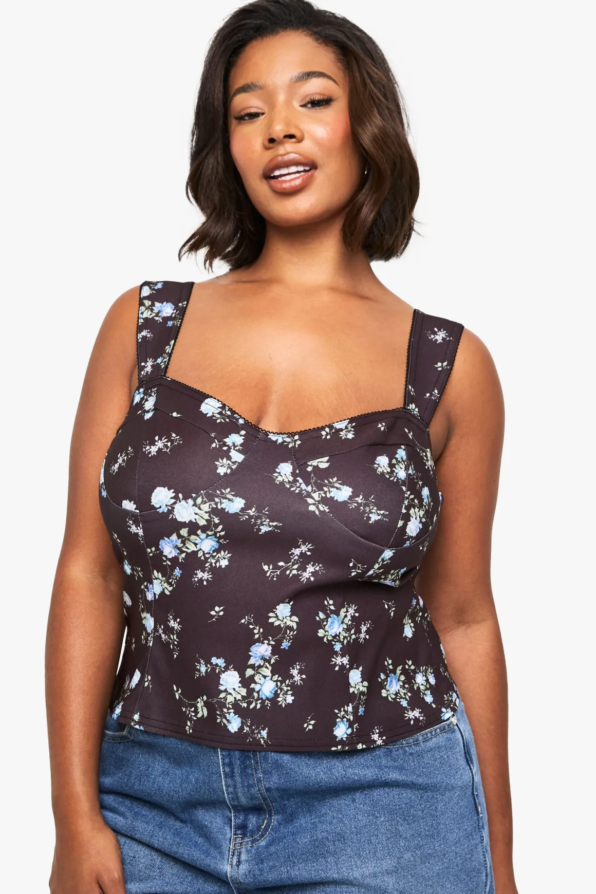 TOP BENGALINE PLUS SIZE À DÉTAILS EN DENTELLE DITSY