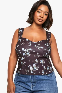 TOP BENGALINE PLUS SIZE À DÉTAILS EN DENTELLE DITSY