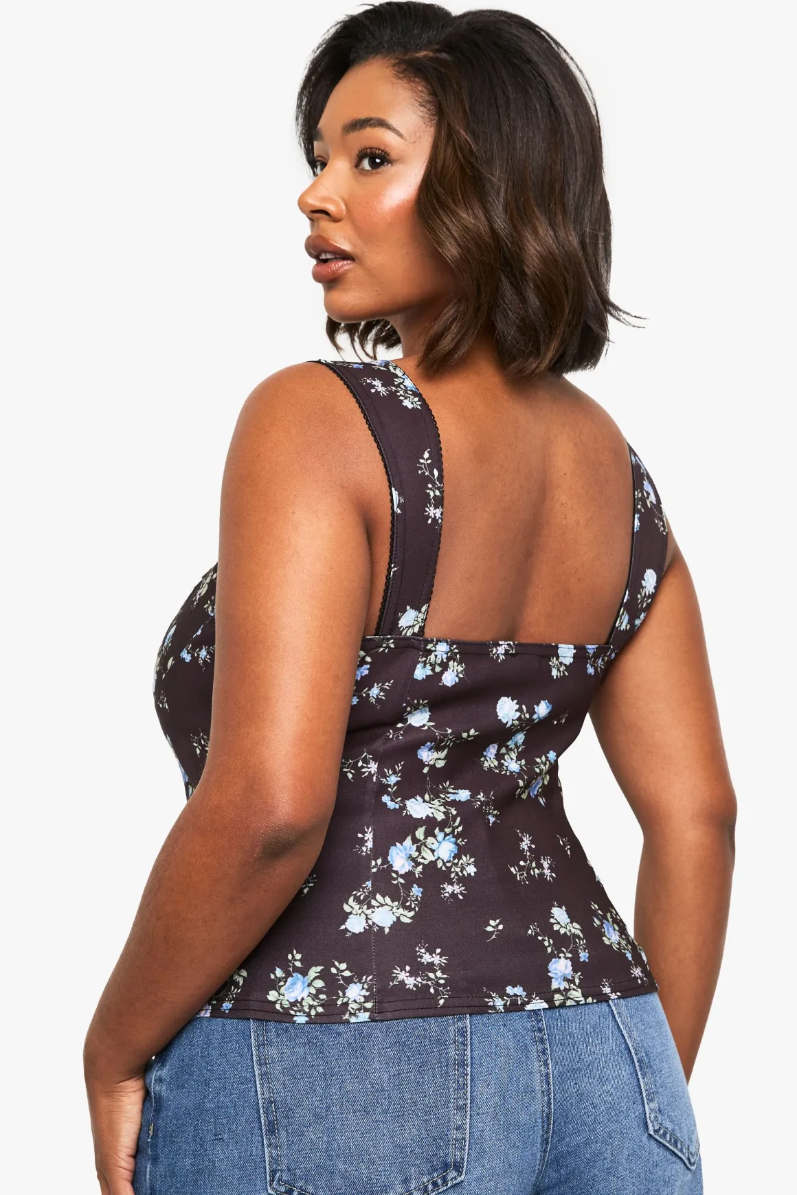 TOP BENGALINE PLUS SIZE À DÉTAILS EN DENTELLE DITSY
