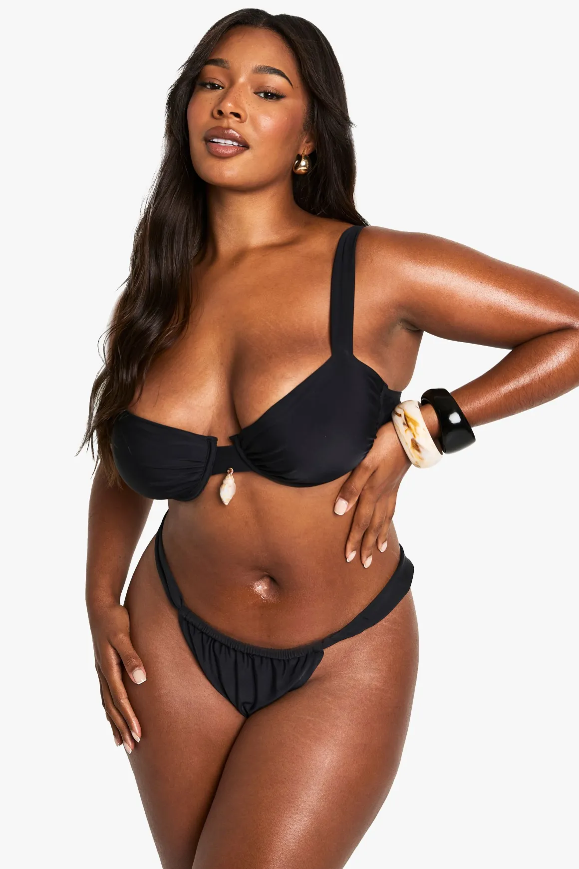 Top bikini à armatures pour grandes tailles avec garniture en coquillage