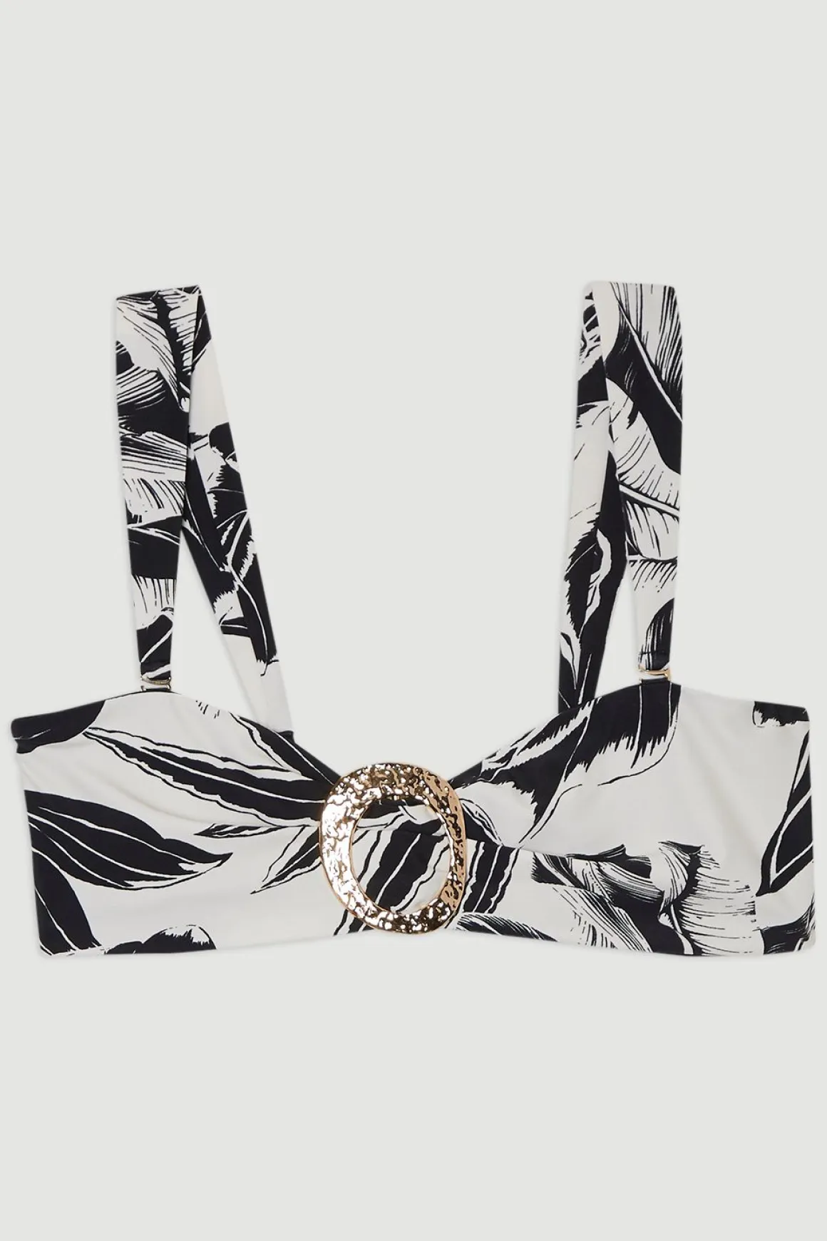 Top bikini bandeau slinky à imprimé palmier